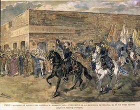 General Hilarion Daza entering the city of Iquique in Chile, 1879