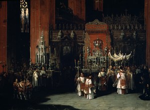 DOMINGUEZ BECQUER JOAQUIN 1819/79
PROCESION EN EL INTERIOR DE LA CATEDRAL(SEVILLA)1836-O/L
