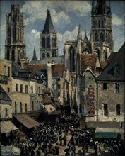 Pissarro, Rue de l'épicerie, Rouen, effet de soleil