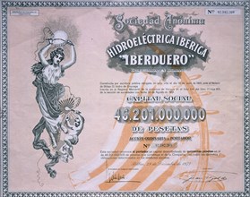 ACCION DE HIDROELECTRICA DE IBERDUERO-29/12/1973
MADRID, BOLSA DE COMERCIO
MADRID