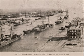 ILUST ESP/AMER-1896-EGIPTO-PUERTO SAID A LA ENTRADA CANAL DE SUEZ-