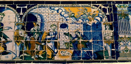 AZULEJO  FRISO ALTO DEL PORTICO-ADORACION DE LOS REYES MAGOS
TALAVERA, BASILICA NTRA SEÑORA DEL