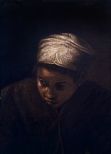 Work of art attibuted to Velázquez, The mulatto (detail face)