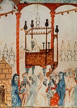 LIBRO DEL HAGGADAH DE BARCELONA-CULTO EN UNA SINAGOGA-S XIV-MANUSCRITO JUDIO CATALAN
LONDRES,