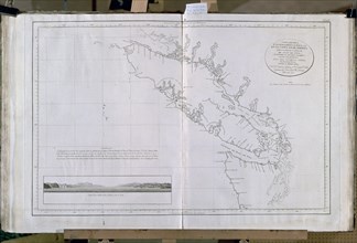 CARTA ESFERICA DE LOS RECONOCIMIENTOS HECHOS EN 1792 EN COSTA NOROESTE AMERICANA-1795
MADRID,