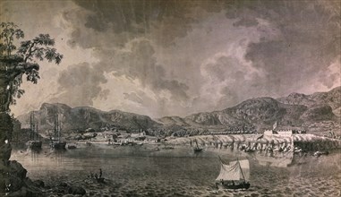 BRAMBILA FERNANDO 1763/1834
PUERTO DE ACAPULCO - S XVIII - PLUMA Y AGUADA SEPIA - EXPEDICION