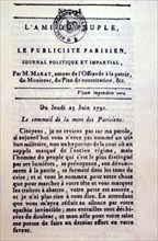PERIODICO FRANCES EL AMIGO DEL PUEBLO 23-6-1791