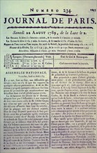 PERIODICO FRANCES EL DIARIO DE PARIS 22-8-1789