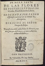 ESPINOSA PEDRO
FLORES DE POETAS ILUSTRES.TRADUCCION DE ODAS DE HORACIO.EDICION 1605
