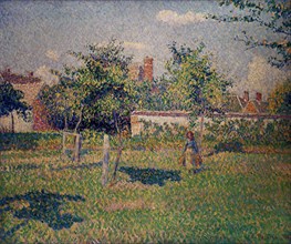 Pissarro, Femme dans un clos, soleil de printemps dans le pré à Eragny