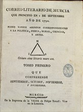 PORTADA DEL CORREO LITERARIO DE MURCIA
MADRID, BIBLIOTECA NACIONAL
MADRID