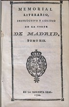 PORTADA DEL MEMORIAL LITERARIO 1790
MADRID, HEMEROTECA MUNICIPAL
MADRID