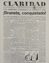 Journal "La Claridad" (porte-parole de UGT) : Brunete conquis (Madrid)