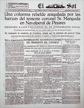 Journal "El Sol" : Incidents de guerre : Navalperal de Pinares (Ávila)