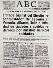 Les Nationaux entrent dans Valence, Alicante et Jaén
Compte rendu de la guerre