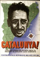 CARTEL DEL CENTRO CATALAN REPUBLICANO.MAPA DE CATALUÑA Y COMPANYS
SALAMANCA, ARCHIVO HISTORICO