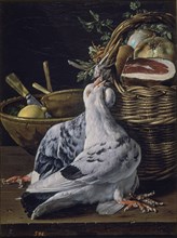 Melendez L., Still life: pigeons and basket
