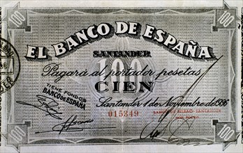 1936 Hundred Pesetas Note