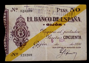 Chèque de la Banque d'Espagne de 1936
