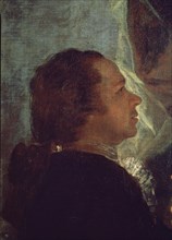 Goya, José Moñino y Redondo, comte de Floridablanca : détail de Goya présentant un tableau