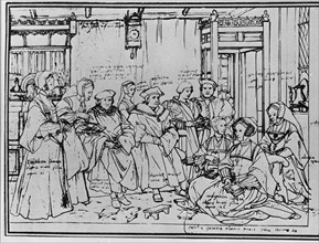 HOLBEIN HANS 1497/1543
TOMAS MORO Y SU FAMILIA (BOCETO A PLUMA PARA EL ORIGINAL)