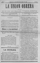 PERIODICO"UNION OBRERA" 1901 LA HUELGA.JEREZ DE LA FRONTERA,9-4-1901
MADRID, HEMEROTECA