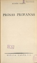 DARIO RUBEN
PROSAS PROFANAS 1944
MADRID, BIBLIOTECA NACIONAL H AMERICA
MADRID

This image is
