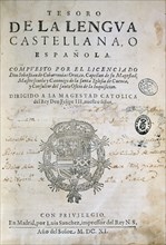 COVARRUBIAS SEBASTIAN 1539/1613
PORTADA DEL"TESORO DE LA LENGUA CASTELLANA"R-14431-PUBLICADA EN
