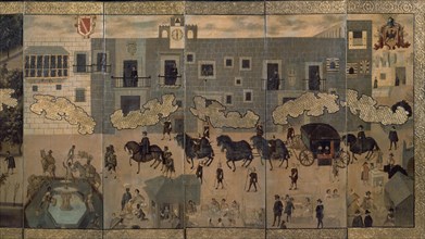 EL PALACIO DE LOS VIRREYES - BIOMBO MEXICANO - S XVII - PARTE CENTRAL Y DERECHA
MADRID, MUSEO DE