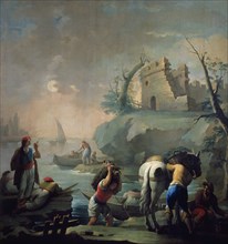 Gonzalez Velázquez, Fishermen loading a horse
