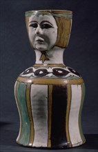 JARRO SEVILLANO DE CUERDA SECA DE GALLOTE ANTROPOMORFO 1500
MADRID, MUSEO ARQUEOLOGICO
