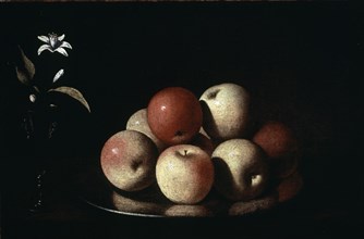 Zurbaran, Pommes et une branche de fleur d'oranger