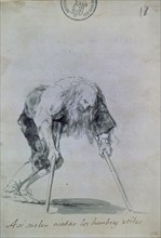 Goya, satyrical drawing (Thus the useful men end up their days)