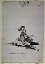 Goya, drawing (Small female monkey)