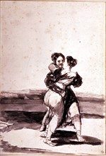 Goya, Two women embracing each other