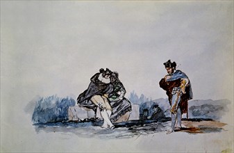 Goya, drawing (Young men walking)