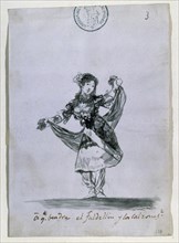 Goya, satyrical drawing (For what purpose will she sell her petticoat and her knickers)