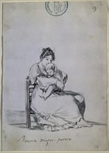 Goya, dessin (Elle semble être une bonne nourrice)