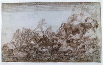 Goya, Tauromachie 21 (Malheurs survenus dans les gradins de la place de Madrid, et mort du maire de Torrejon)