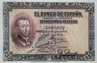 BILLETE 25 PTS BANCO ESPANA EMISION 12 OCT 1926
MADRID, COLECCION PARTICULAR
MADRID