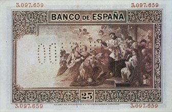 BILLETE 25 PTS BANCO ESPANA EMISION 12 OCT 1926
MADRID, COLECCION PARTICULAR
MADRID