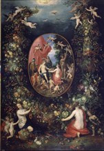 Jan Bruegel, Cybele and the seasons in a festoon