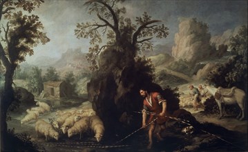 MURILLO BARTOLOME 1618/1682
JACOB EXTIENDE VARAS FRENTE AL GANADO DE LABAN
DALLAS-TEXAS, MUSEO