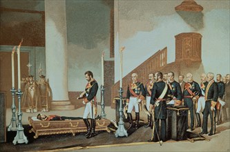 Gisbert, Amedee of Savoy before the dead body of general Juan Prim