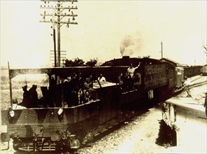Armored Train of the People's Army on the Railroad near  Pozoblanco