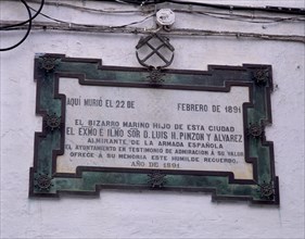 PLACA CONMEMORATIVA A D LUIS PINZON Y ALVAREZ
MOGUER, EXTERIOR
HUELVA