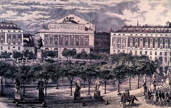 MADRID-LA PLAZA DE ORIENTE EN LA REVOLUCION DE 1856
Madrid, musée municipal