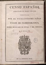 FLORIDABLANCA
CENSO ESPANOL DE 1787 DEL CD FLORIADABLANCA
MADRID, BIBLIOTECA NACIONAL