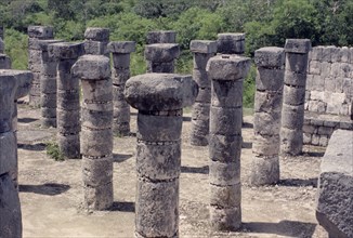 Columns from the Temple of Warriors in Chichen Itza