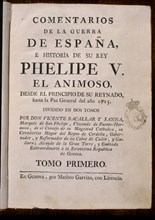 BACALLAR V
COMENTARIOS GUERRA ESPANA Y FELIPE V HASTA 1725
MADRID, BIBLIOTECA NACIONAL